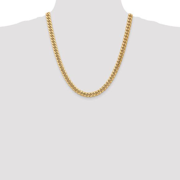 Men's, 10k Yellow Gold 7.3mm Hollow Miami Cuban Chain Necklace, 22 In - Picture 2 of 8